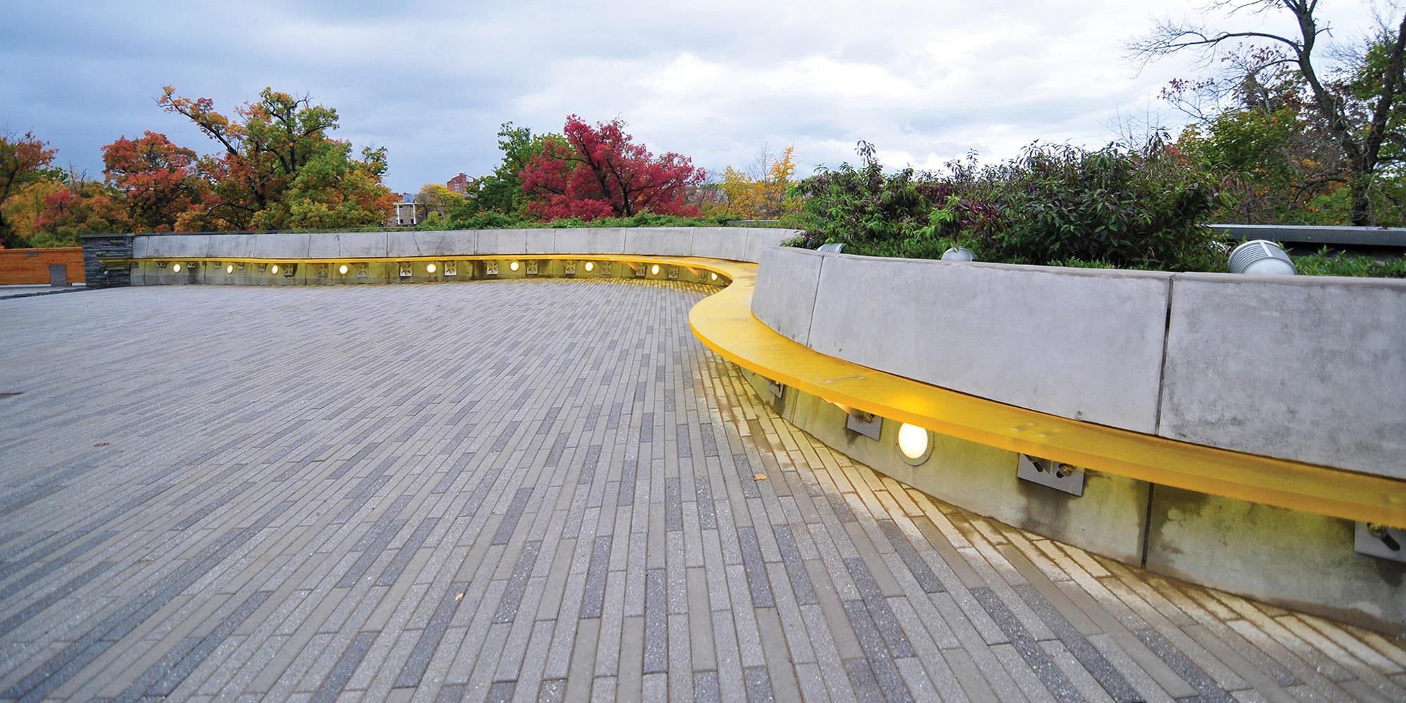 3 form bench part of outdoor seating area at Cornell University